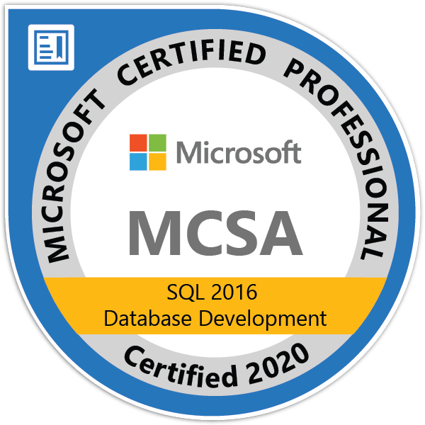 MCSA SQL 2016 Database Development